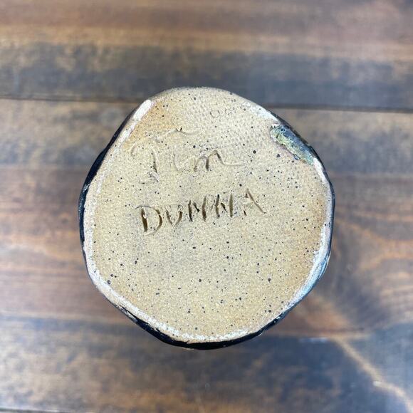 Japanese STYLE Swirl Ceramic 8" Vase Mingei Style Pottery Signed Tim Dunna? MCM - Picture 6 of 8